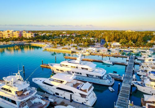 A beautiful scenery of the sunrise at the marina in Turks and Caicos